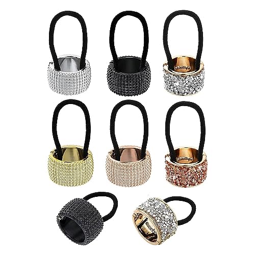 Metall Kreis Pferdeschwanz 6pcs Manschette Wrap Multicolor Haarband Seil Elastische Haargummi Halter Frauen Strass Glitter Pferdeschwanz Halter Manschette Metall Haargummis Gothic Punk Haar Halter von NOLACE