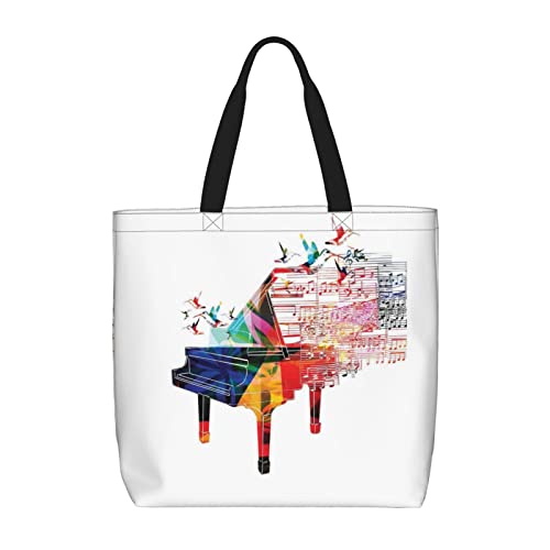 NOLACE Farbenfrohe Klavier-Keyboard-Musik-Freizeit-Taschen, Umhängetasche, Geldbörse für Damen, Reisen, Schultertaschen, Handtaschen, Öko-Tasche, Schwarz, Einheitsgröße von NOLACE