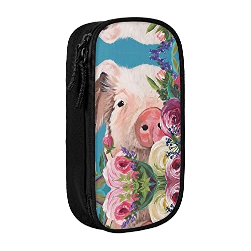 NOLACE Malerei Blume Schwein Große Kapazität Bleistift Stift Fall,Große Bleistift Tasche Organizer,Versorgung Für Erwachsene,Graduierung Geschenk, Schwarz , Einheitsgröße von NOLACE