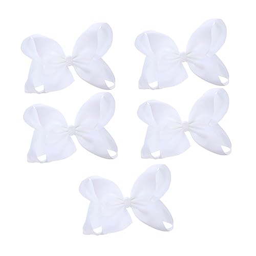 5st Schleife Haarnadel Haarspange Mit Schieber Entwirrer Clip Abs Schließe Voluminös Pferdeschwanz Zöpfe Silberne Haarspangen Lockenwickler Kind Gerippter Gürtel Aus Polyester Weiß NOLITOY von NOLITOY