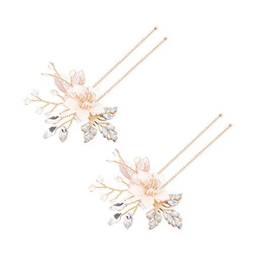 NOLITOY 1 Paar Braut Hochzeit Haargabel Kette Strasssteine Party Abs hochzeitshaar schmuck wedding hair accessories haarschmuck Braut Haargabel Kopfschmuck für die Braut Legierung Golden von NOLITOY