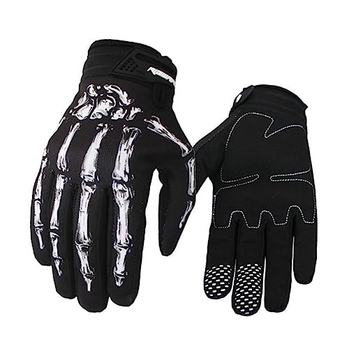 NOLITOY 1 Paar Handschuhe Befreien Kurze Schwarze Totenkopfhandschuhe Totenkopf-handschuhe Unisex- Sch?delknochen- Vollfingerhandschuhe Männer Und Frauen Universal- Skelett Weiß von NOLITOY