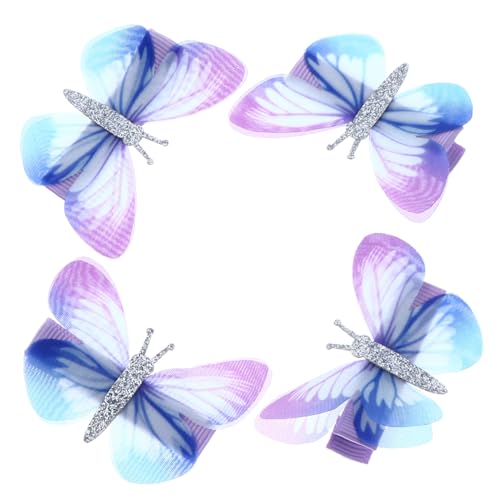 NOLITOY 1 Satz 4 Schmetterlings-haarspange Für Kinder Haarstyling-zubehör Kopfschmuck Tüll Haarspangen Glitzernde Haarspangen Bunte Haarklammern Glitzernde Schmetterlingsclips Stoff von NOLITOY