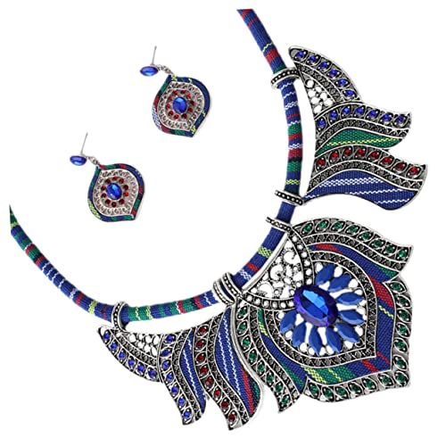 NOLITOY Bohemian Halskette Ohrringe Satz für Frauen Modeschmuck Satz Vintage Schmuck Boho Stil für Hochzeiten und Partys von NOLITOY