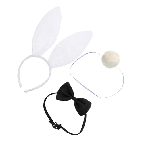 NOLITOY 1 Satz Hasenohr Stirnband Hasenkragen Fliege Kaninchen Hasenohren Stirnband Osterhasen-stirnband Häschen-stirnband-kostüm Hasen-accessoires Maskerade Binden Tuch Damen Bilden Weiß von NOLITOY