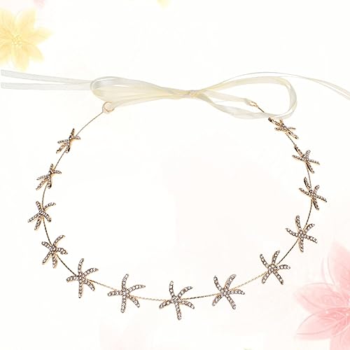 NOLITOY Sternen Stirnband Goldenes Stirnband Mit Strass Seestern Kopfbedeckung Für Damen Brautschmuck Haarschmuck Für Hochzeit Und Party von NOLITOY