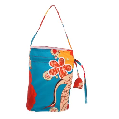 NOLITOY 1stück Crane Muster Tragetasche Für Japanische Stil Kosmetiktasche Mit Kordelzug Leichte Und Tragbare Aufbewahrung Für Make-up Und Münzen Vielseitige Handtasche Elegantem von NOLITOY