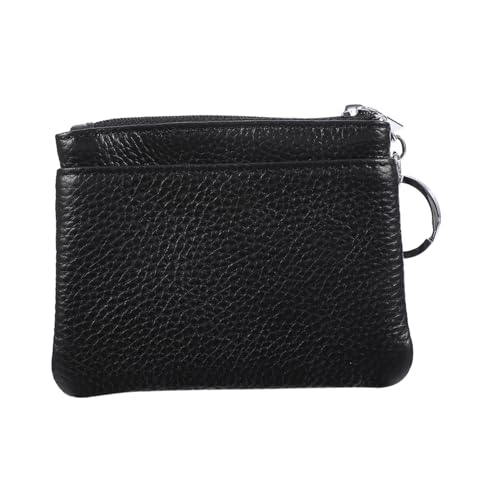 NOLITOY 1 Stück Multifunktionale Damen Geldbörse mit Schlüsselring Tragbarer Kleingeldbeutel Wasserfestem Rindsleder für Reisen Shopping und Alltag Schwarz von NOLITOY