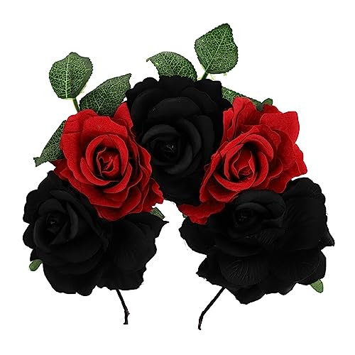 NOLITOY 1stk Rosa Stirnband Mexikaner Kostüm Tag Des Stirnbands Gotische Kopfbedeckung Blumen Für Frauen Schwarze Stirnbänder Für Frauen Kahlo-stirnband Halloween Stoff Partybedarf Damen von NOLITOY