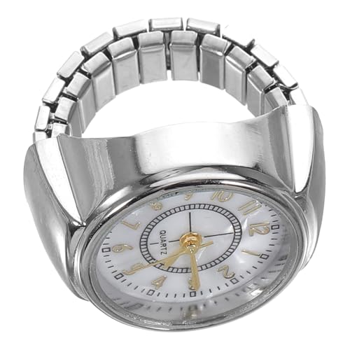 NOLITOY 1 Stück Stylische Digitale Ringuhr für Damen und Herren Mini Fingeruhr Silber mit Großem Ziffernblatt Modisches Schmuckstück für Jede Gelegenheit von NOLITOY