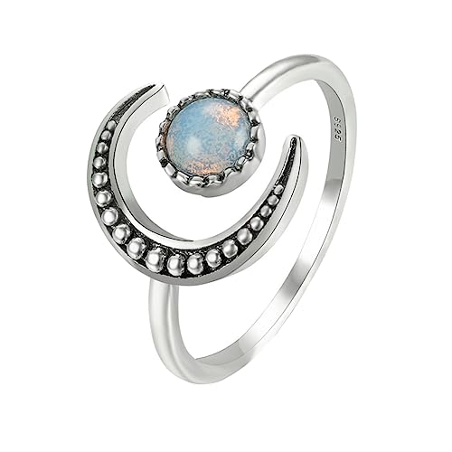 NOLITOY Eleganter Mondsteinring für Damen Verstellbar Kreatives Design Mädchenring für Geschenkideen von NOLITOY