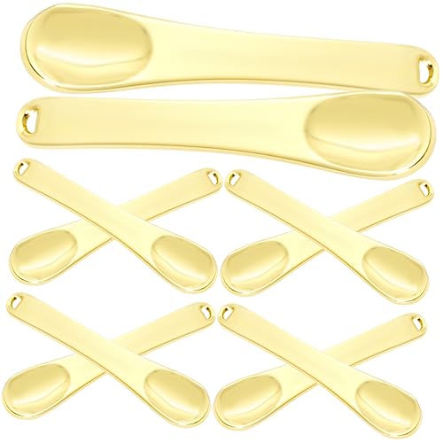NOLITOY 10 Stück Augencreme Spatel Kosmetik Löffel Für Hautpflege Metall Make up Spatel Mit Aufhängeloch Für Gesichtscreme Und Lotionen Goldfarben von NOLITOY