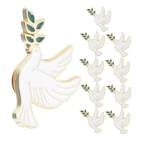 NOLITOY 10 Stück Broschen für Damen Friedenstaube mit Olivenzweig Metall Anstecknadeln für Pullover Kleidung Rucksäcke Modisches Accessoire für Alltag und Festliche Anlässe von NOLITOY
