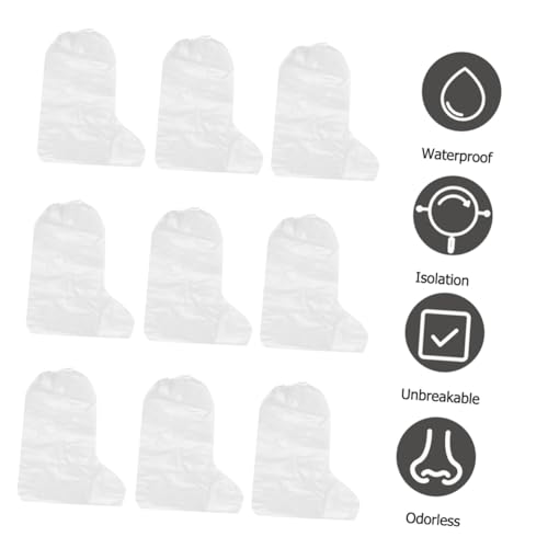 NOLITOY 10 Stück Einweg Schuhüberzieher Hochschaft rutschfest Verstärkt PE Material Transparent Schutz für Schuhe und Teppich bei Regen Zufällige Farbe Zufällige Farbe von NOLITOY
