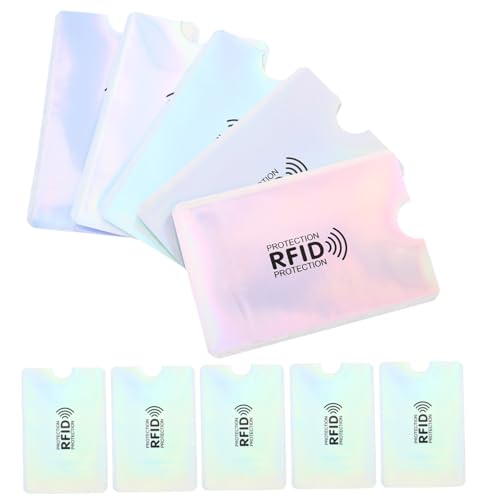 NOLITOY 10 Stück RFID Blockierende Kartenhüllen Schlank Leicht Schützend für Ausweis Kredit und Sozialversicherungskarten Wiederverwendbar für Reise Büro Alltag Diebstahlschutz von NOLITOY