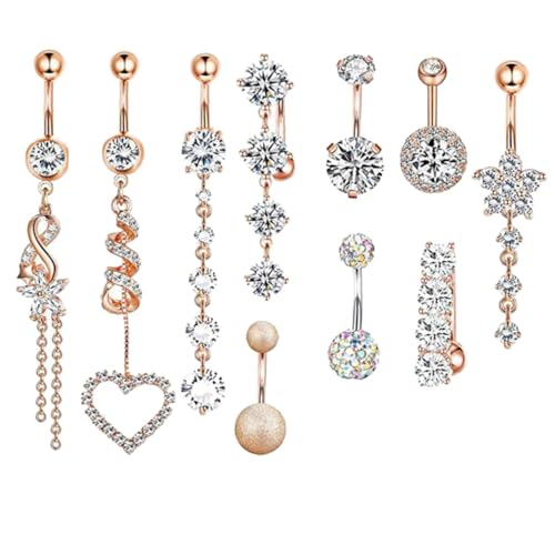 NOLITOY 10 Stück Teiliges Bauchnabelpiercing Set Roségold mit Zirkonia Hautfreundlich Langlebig und Modisch Komfortabel für Damen und Herren Einfach zu Tragen Reinigen NOLITOY 10 Stück Teiliges Bauchnabelpiercing Set Roségold mit Zirkonia Hautfreundlich Langlebig und Modisch Komfortabel für Damen und Herren Einfach zu Tragen Reinigen von NOLITOY
