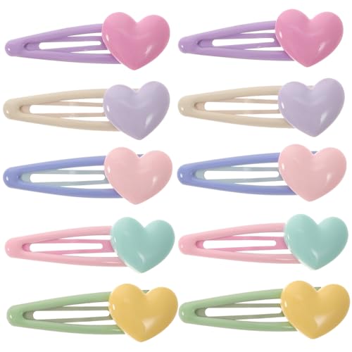 NOLITOY 10 Stück Teiliges Bunte Herz Haarspangen Resin Haarklammern für Damen Mädchen Stabile Metallclips Farbenfrohe Haarschmuck Accessoires Vielseitig Kombinierbar für Alltag und von NOLITOY