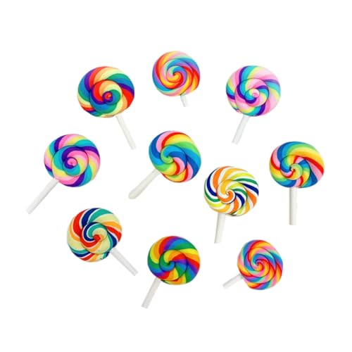 NOLITOY 10 Stück Teiliges Bunte Lollipop Broschen aus Kunststoff und Metall Lustige und Leichte Anstecknadeln für Kleidung und Taschen Modische Accessoires für Damen Zufällige Muster von NOLITOY