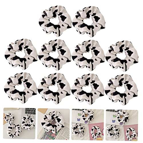 NOLITOY 10 Stück Teiliges Cow Pattern Haargummis für Mädchen Elastische Große Haarbänder mit Kuhmuster Weiche Dehnbare Haarring Accessoires für Pferdeschwanz Partys und Alltag von NOLITOY