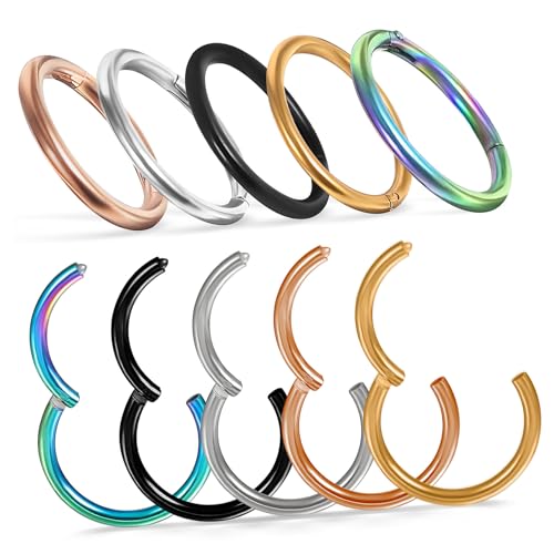 NOLITOY 10 Stück Teiliges Edelstahl Nasenringe Damen Farbige Runde Nasenringe Modischer Schmuck für Mädchen Alltag Party NOLITOY 10 Stück Teiliges Edelstahl Nasenringe Damen Farbige Runde Nasenringe Modischer Schmuck für Mädchen Alltag Party von NOLITOY