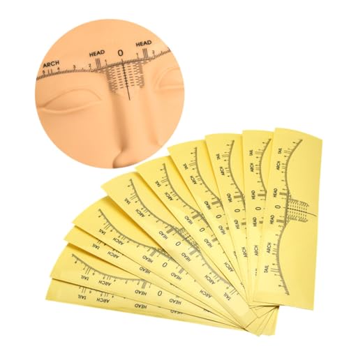 NOLITOY 10 Stück Teiliges Einweg Augenbrauen Aufkleber aus Hautfreundlichem Material Mini Messgerät für Präzises Formen und Messen der Augenbrauen für Anfänger Make Up Anwendung Gelb von NOLITOY