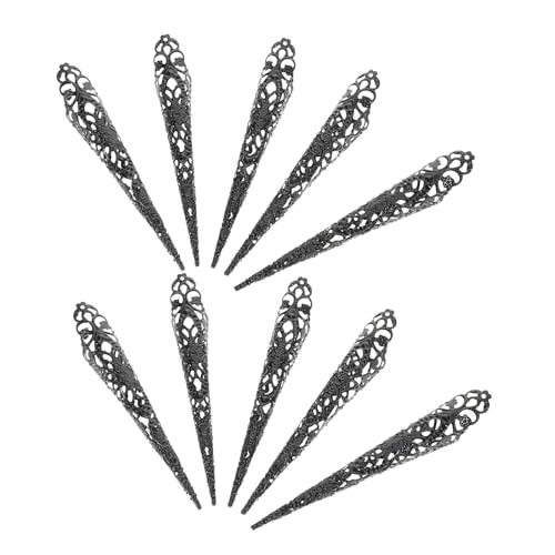 NOLITOY 10 Stück Teiliges Lange Fingernagel krallenringe aus Robustem Eisen Atmungsaktives Hohldesign Bequeme Passform Auffälliges Cosplay accessoire für Party Festival kostüme von NOLITOY
