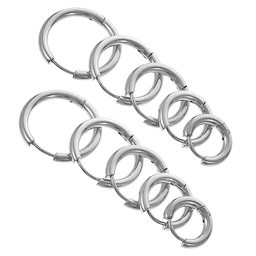 NOLITOY 10 Stück Teiliges Unisex Creolen Ohrringe in Silber Leichte Kleine Runde Hoop Earrings für Damen und Herren Vielseitiger Schmuck für Alltag Party Hochzeit und von NOLITOY