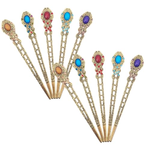 NOLITOY 10 Stück Teiliges Vintage Haarstäbchen mit Strass Haarschmuck Klassische Chinesische Haarnadeln aus Robustem Legierungsmetall Eleganter Haarschmuck für Frauen Kompakt und NOLITOY 10 Stück Teiliges Vintage Haarstäbchen mit Strass Haarschmuck Klassische Chinesische Haarnadeln aus Robustem Legierungsmetall Eleganter Haarschmuck für Frauen Kompakt und von NOLITOY