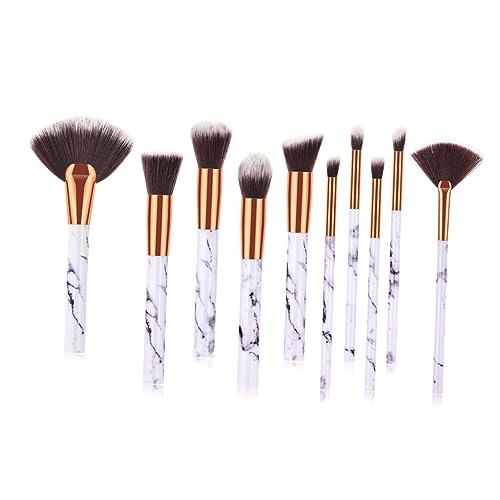 NOLITOY 10stücke Teiliges Makeup Pinselset Mit Marmoreffekt Professioneller Kosmetikpinsel Für Frauen Und Mädchen Pinselset Für Blush Foundation Und Lidschatten von NOLITOY