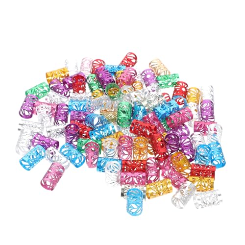 NOLITOY 100 Stück Bunte Haarverlängerungsringe aus Polierte Haarspiralen für Zöpfe Dreadlocks Bartschmuck und Festival Vielseitige Haarschmuck Perlen für Damen und Herren von NOLITOY