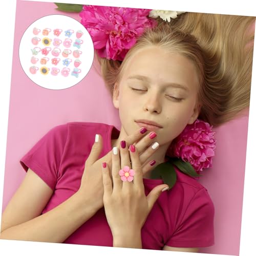 NOLITOY 100 Stück Teiliges Mädchen Spielzeugringe Verstellbare Bunte Cartoon Ringe aus Harz und Kunststoff Geeignet für Jahre Party Verkleidungsschmuck für Mädchen und Teenager von NOLITOY