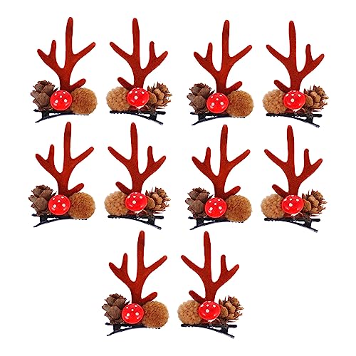 NOLITOY 10stücke Weihnachts- -haarspangen Süße Elch-haarklammern Mit Geweih Für Weihnachtsdeko Für Partys Und von NOLITOY