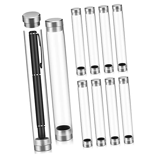 NOLITOY 10Stücke Teiliges Acryl Zylinderrohrstiftkoffer Transparente Stiftbehälter für Schule Stopper zur Aufbewahrung und Präsentation von Stiften von NOLITOY