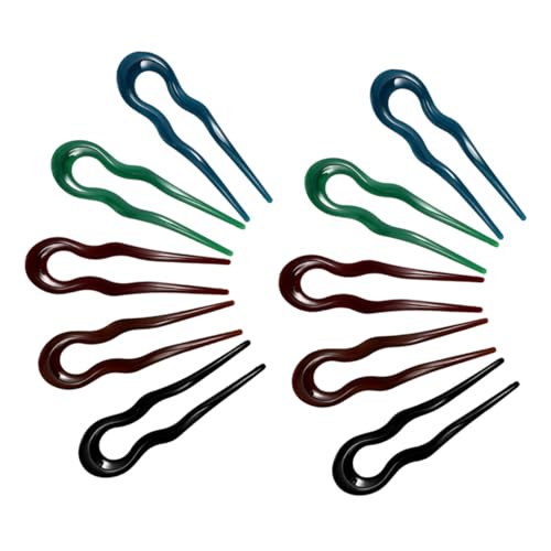 NOLITOY 10stücke U-förmige Haarnadeln Für Damen Elegante Haarklammern Für Dutt Und Hochsteckfrisuren Für Besondere Anlässe Und Alltag Kornblau Und Weinrot von NOLITOY