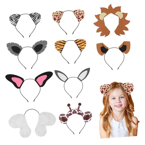 NOLITOY 10stücke Tierohren Stirnbänder Kreatives Haardekor Tierohr-haarreifen Party-kopfschmuck Für Junge Mädchen Und Erwachsene von NOLITOY