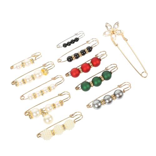 NOLITOY 11 Stück Teiliges Broschen mit Künstlichen Perlen Leichte Anstecknadeln für Pullover Schals und Hosenbund Elegante Schmuckpins zum Feststecken und Taillieren Glatte Oberfläche von NOLITOY