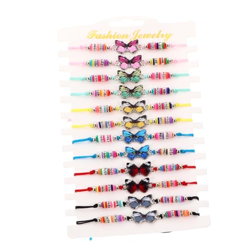 NOLITOY 12 Stück Bohemian Style Armbänder Polymer Clay Ethnischer Armschmuck für Mädchen Bunte Freundschaftsbänder Taufe von NOLITOY