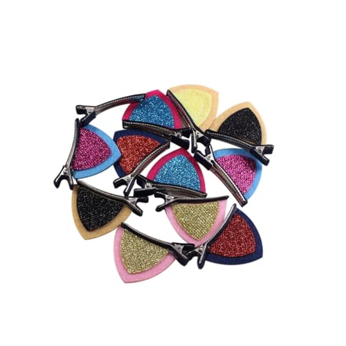 NOLITOY 12 Stück Teiliges Haarspangen mit Katzenohren Doppelseitige Haarklammern für Mädchen Handgefertigter Haarschmuck Rutschfeste Clips Geeignet für Alltag Kostüme und Geschenke von NOLITOY