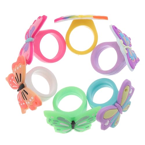 NOLITOY 12 Stück Teiliges Kinderschmuck Schmetterlingsringe Verstellbar Bunte Finger Ringe Für Mädchen Party Mitgebsel Geschenkbeutel Accessoires von NOLITOY