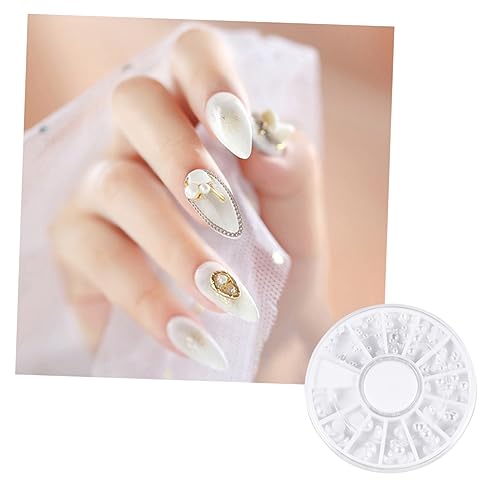 NOLITOY 12-raster-set Für Nagelkunstperlen 5er-pack Halbkreis Synthetisch Für Maniküre Nageldekorationen Nagelaufkleber Natürliches Patch Weiß von NOLITOY