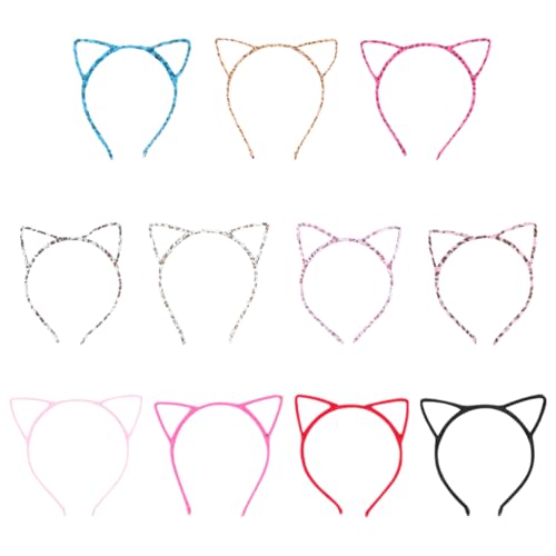 NOLITOY 12stücke Farbige Katzenohren Haarreif Für Mädchen Cosplay Headdress Für Halloween Party Und Kostüme Ohrhaube Und von NOLITOY