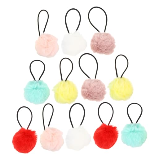 NOLITOY 12stücke Haargummis Mit Pompom-bällen Elastischer Pferdeschwanzhalter Elastische Haar-accessoires Für Mädchen Haarschmuck Aus Weichem Material von NOLITOY