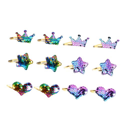 NOLITOY 12stücke Teiliges Glitzer-haarspangen Für Mädchen Herz Stern Und Krone Regenbogen Farben Funkelnde Haarschmuck Für Feiern Und Alltag von NOLITOY