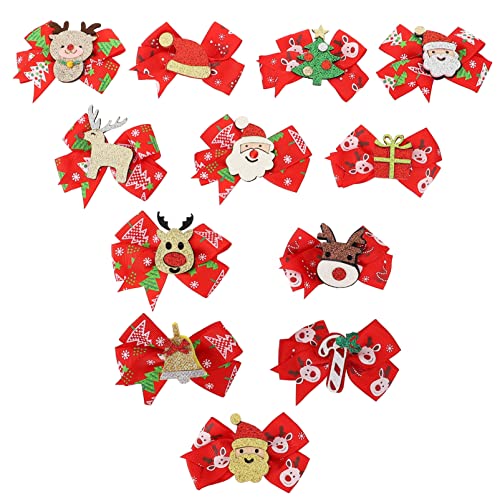 NOLITOY 12stücke Teiliges Weihnachts-haarspangen Für Mädchen Bunte Schleifen-haarclips Stilvolle Weihnachtsdeko Für Festlichkeiten Und Besondere Anlässe von NOLITOY