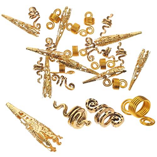 NOLITOY 130Pcs Dreadlocks Haarbindungen Für Frauen Haare Geflecht Haarclip Frauen Zöpfe Haarschmuck Haardekorationen Für Lockige Haarperlen Für Haare Zöpfe Haaranhänger Legierung Golden von NOLITOY