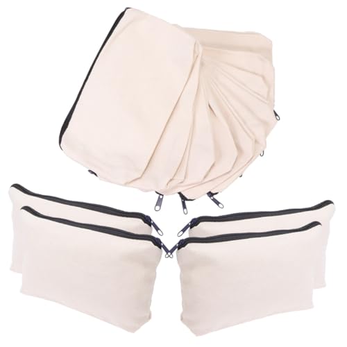 NOLITOY 14 Stück Teiliges Leinwand Zipper Federmäppchen Leere Kosmetiktasche zum Bemalen Geräumige DIY Stifttasche Praktische Reise und Camping Canvas Beutel von NOLITOY