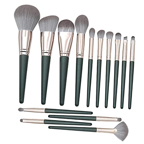 NOLITOY 14stücke Teiliges Set Holzgriff Make-up Pinsel Kosmetik Pinselset Für Foundation Lidschatten Und Konturierung Künstliche Fasern Schwarzgrün Für Tägliche Und Professionelle von NOLITOY