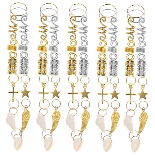 NOLITOY 159 Stück Teiliges Haarschmuck Metall Runde Dreadlock ringe und Haarspiralen Verstellbare Zopfringe für Flechten und Dreadlocks Modische Haaraccessoires für Damen und Herren von NOLITOY