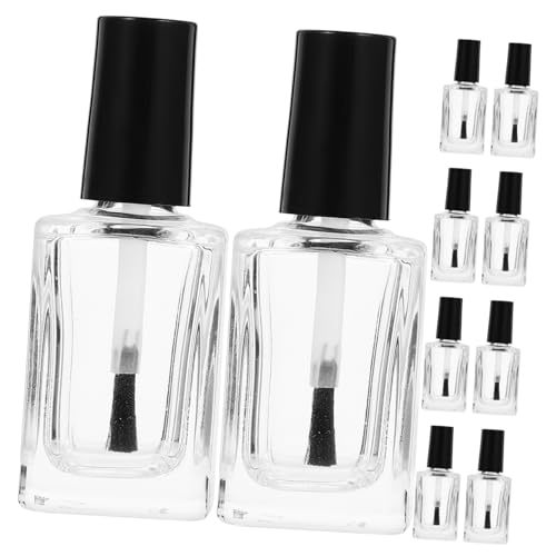NOLITOY 15stücke Transparente Glasflaschen Nagellackflaschen Mit Pinsel Schwarze Deckel Leicht Zu Öffnen Tragbar Für Mädchen Kosmetikbehälter Mit Sichtbarkeit von NOLITOY