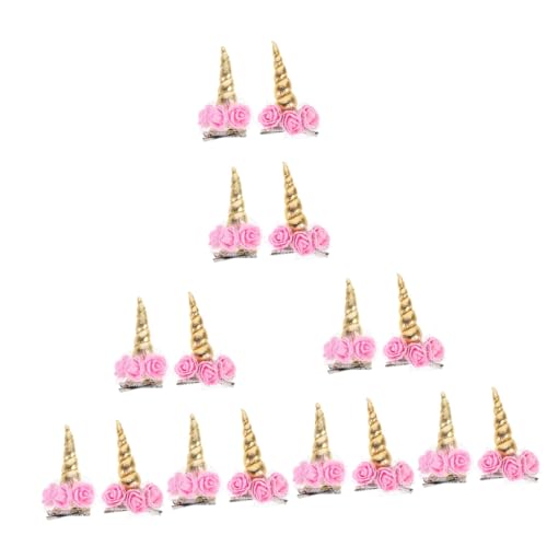 NOLITOY 16 Stk Halloween-haarspangen Einhorn-party-kopfschmuck Haarspangen Für Kinder Glitzernde Hörner Haarspangen Mit Einhorn-motivschleifen Hornclip Stoff Schal Cosplay Kleinkind von NOLITOY